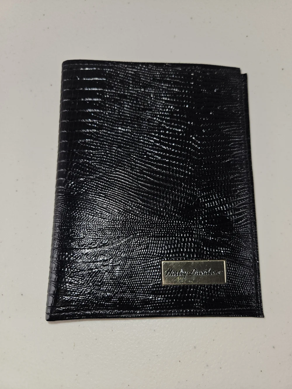 Harley-Davidson Black Bi-fold Textured Leather Passport Wallet